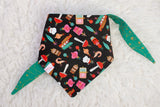 Whimsical Ornaments on Black Bandana