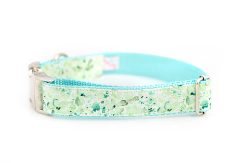 Green Watercolor on Aqua Collar