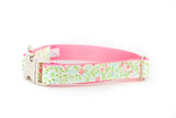 Dainty Green and Pink Floral on White Collar