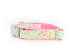 Dainty Green and Pink Floral on White Collar