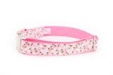 pink and white floral dog collar