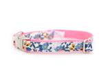 Blue Floral with Pink Collar