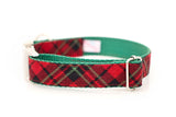 Dark Red and Green Plaid Collar