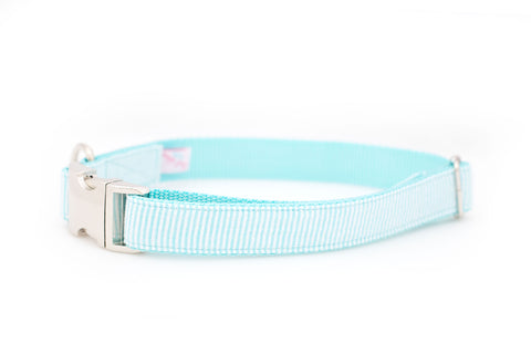 Seersucker in Tiffany Blue Collar