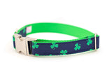 Green Shamrocks on Navy Collar