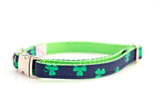 Green Shamrocks on Navy Collar